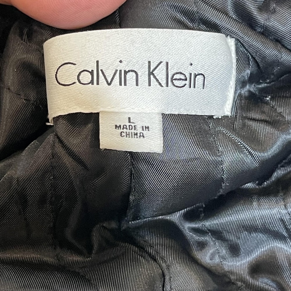 Calvin Klein Mens Black Wool Blend Double Breasted Pea Coat Jacket Size L - Picture 4 of 9